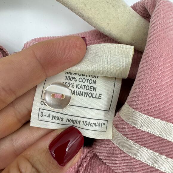 Vintage Laura Ashley Mother & Child Kids Girl Dress 3-4yo Corduroy Marine Pink - Picture 6 of 11